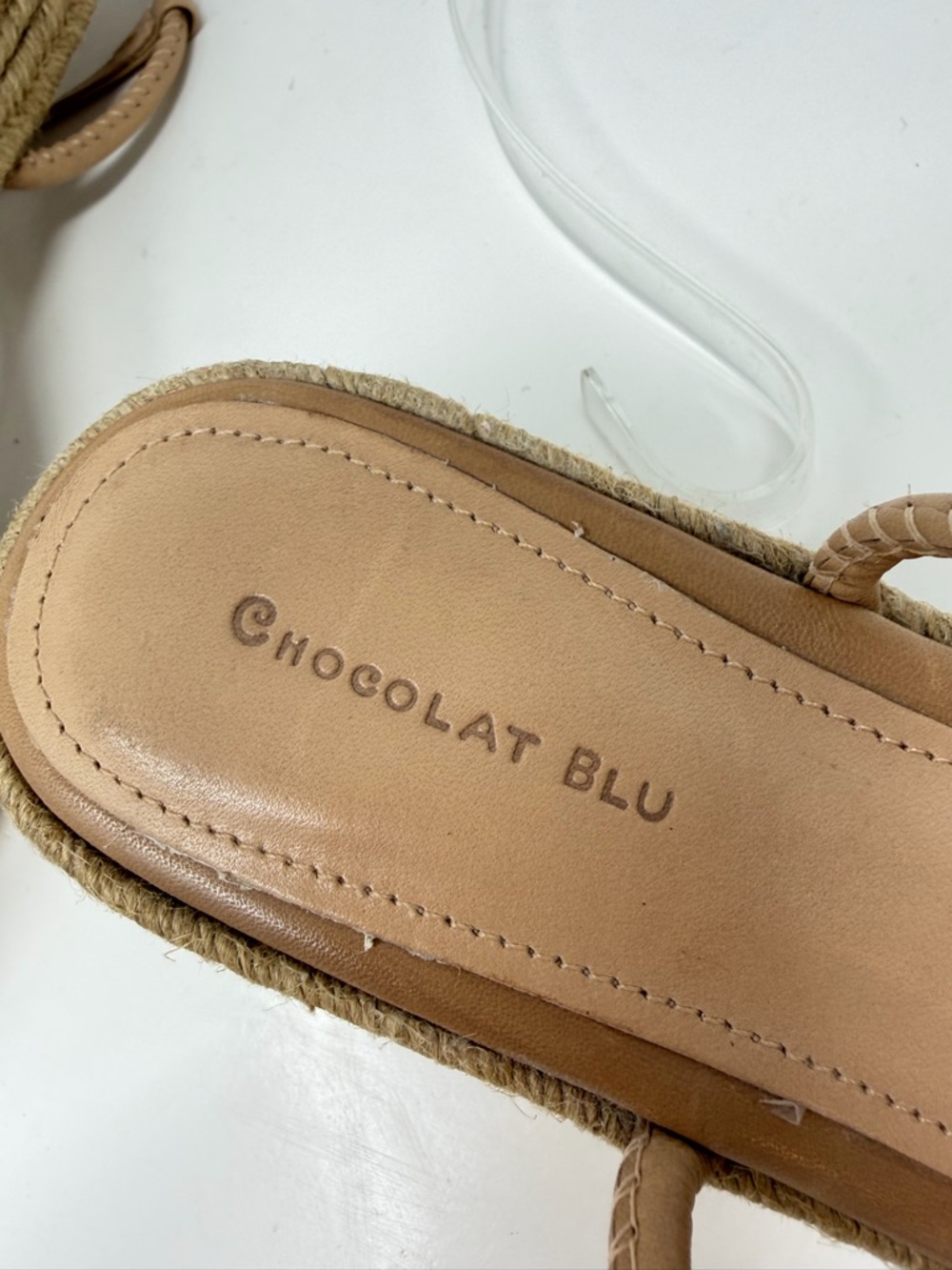 Chocolat Blu Rafia Bryn Espadrille Wedge Sandal Tan Size EU 39, US 8-8.5 - Picture 8 of 9